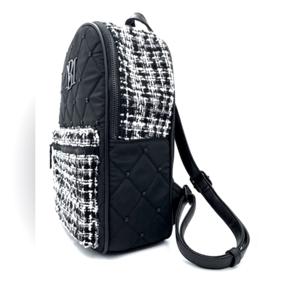 Badgley Mischka BNWT Big Diamond Quilted Nylon Tweed Backpack in packaging - Picture 4 of 8
